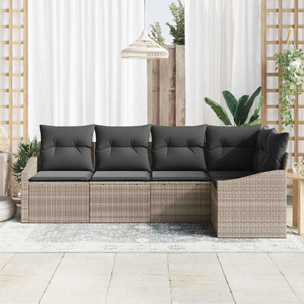Sofa Sæt med pude 5 pcs Lysegrå polyrattan