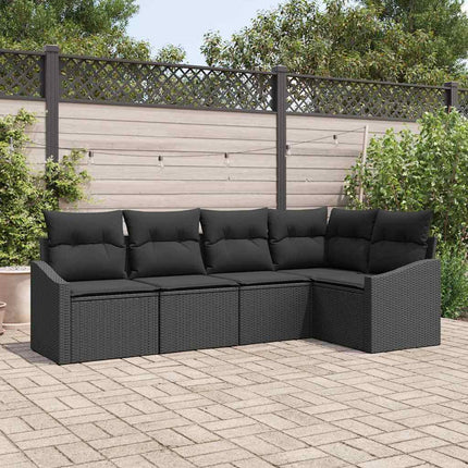 Sofa Sæt 5 stk. Sort polyrattan