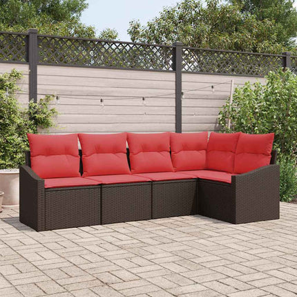 Sofa Sæt 5 stk. Brun polyrattan