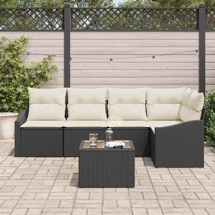 Sofa Sæt 6 stk. Sort polyrattan