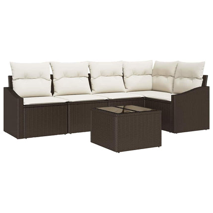 Sofa Sæt med pude 6 pcs Brun polyrattan