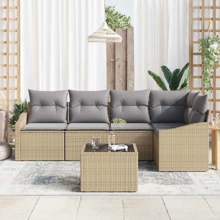 Sofa Sæt med pude 6 pcs Beige polyrattan