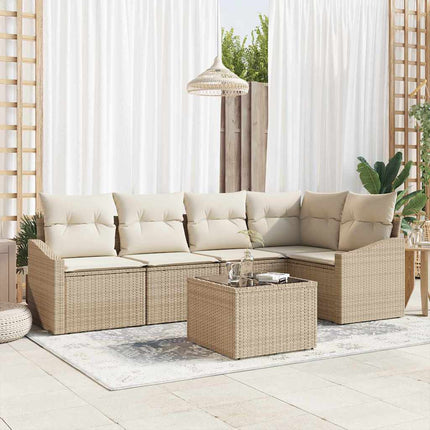 Sofa Sæt med pude 6 pcs Beige polyrattan
