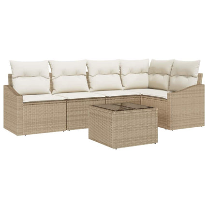 Sofa Sæt med pude 6 pcs Beige polyrattan