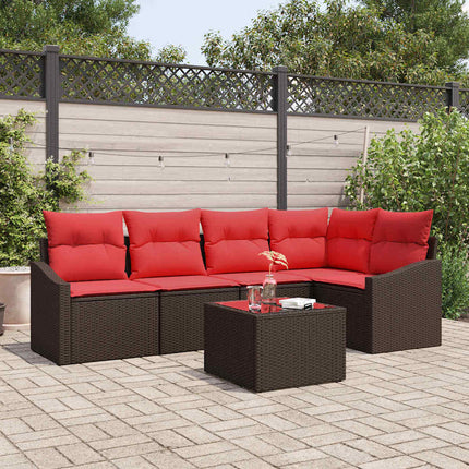 Sofa Sæt 6 stk. Brun polyrattan