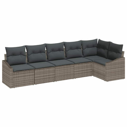 Sofa Sæt med pude 6 pcs Grå polyrattan