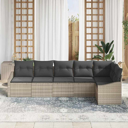 Sofa Sæt med pude 6 pcs Lysegrå polyrattan