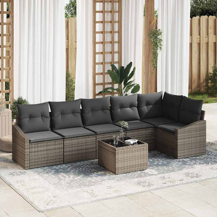 Sofa Sæt med pude 7 pcs Grå polyrattan