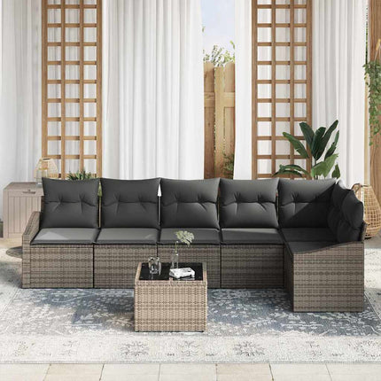 Sofa Sæt med pude 7 pcs Grå polyrattan