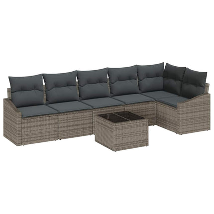 Sofa Sæt med pude 7 pcs Grå polyrattan