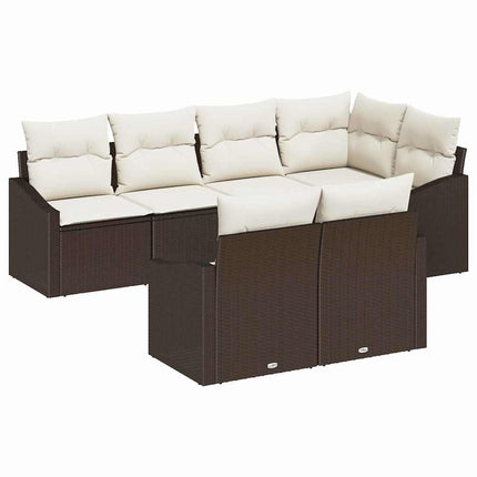 Sofa Sæt med pude 7 pcs Brun polyrattan
