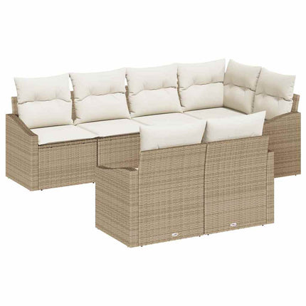 Sofa Sæt med pude 7 pcs Beige polyrattan