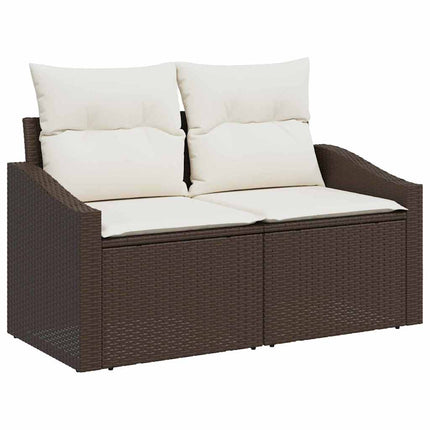 Sofa Sæt med pude 8 pcs Brun polyrattan