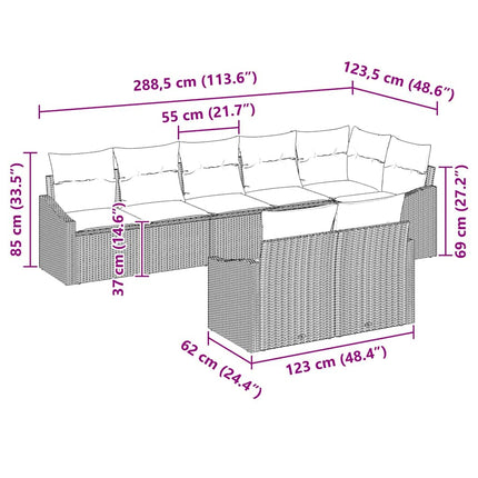 Sofa Sæt med pude 8 pcs Grå polyrattan