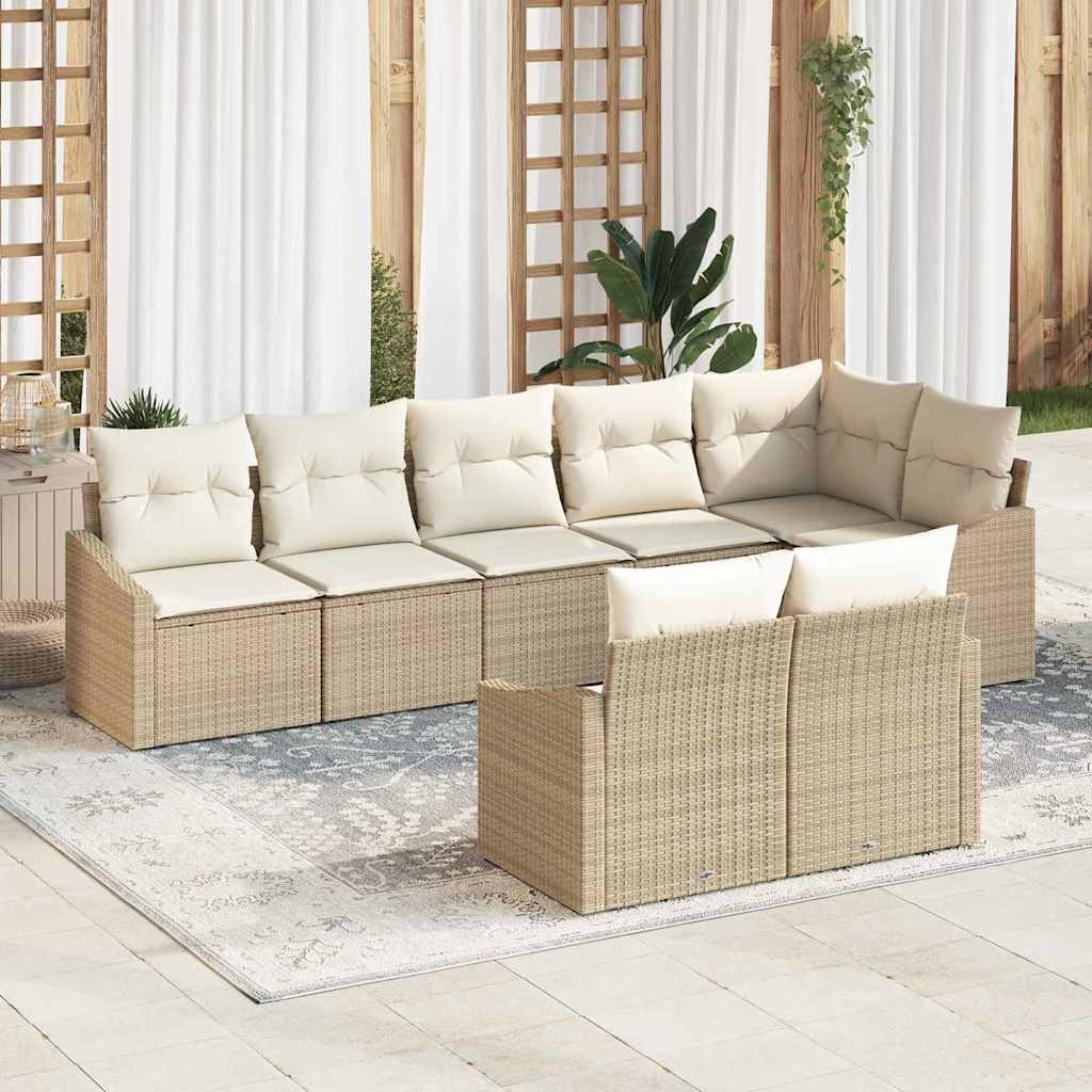Sofa Sæt med pude 8 pcs Beige polyrattan