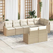 Sofa Sæt med pude 8 pcs Beige polyrattan