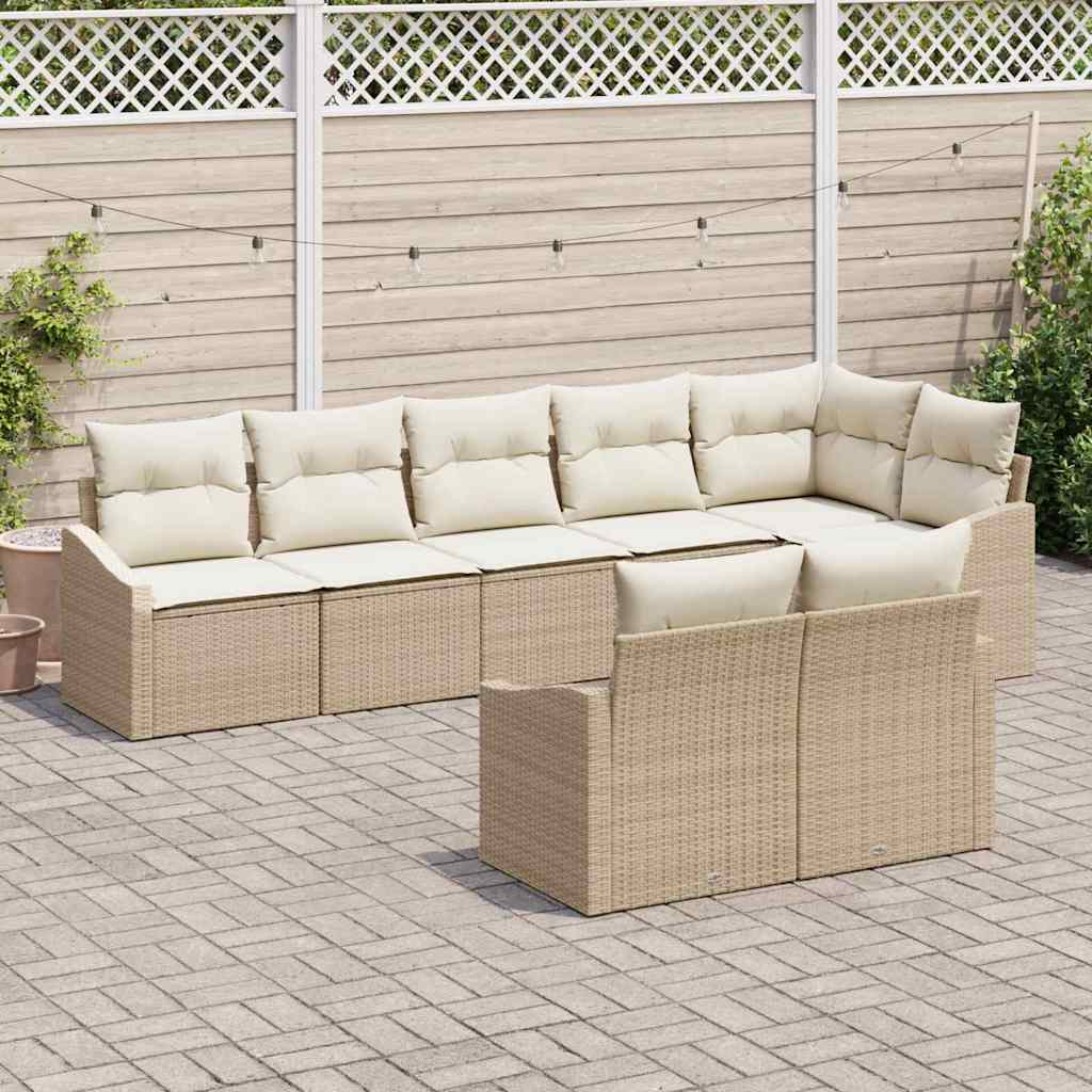 Sofa Sæt med pude 8 pcs Beige polyrattan