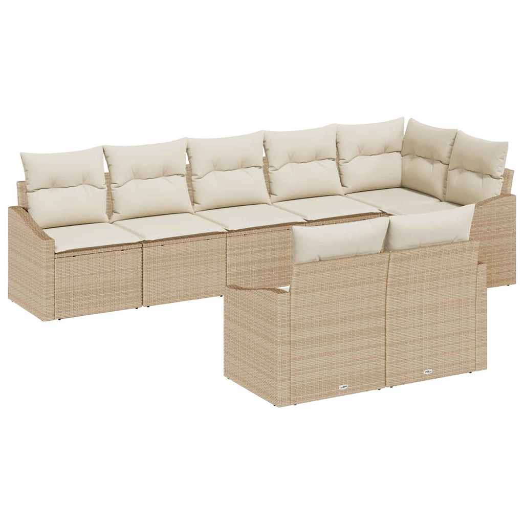 Sofa Sæt med pude 8 pcs Beige polyrattan