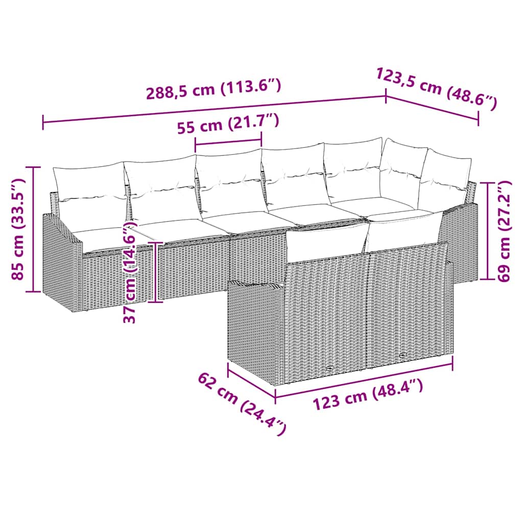 Sofa Sæt med pude 8 pcs Beige polyrattan