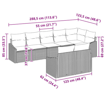 Sofa Sæt 8 stk. Brun polyrattan