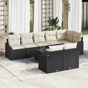 Sofa Sæt med pude 9 pcs Sort polyrattan