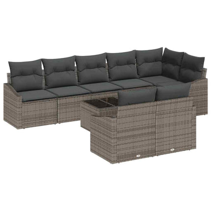 Sofa Sæt med pude 9 pcs Grå polyrattan