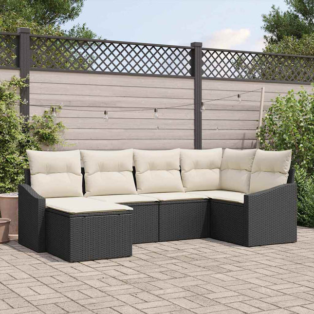 Sofa Sæt 6 stk. Sort polyrattan
