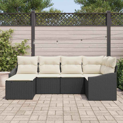 Sofa Sæt 6 stk. Sort polyrattan