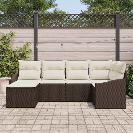 Sofa Sæt med pude 6 pcs Brun polyrattan