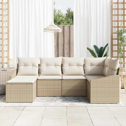 Sofa Sæt med pude 6 pcs Beige polyrattan