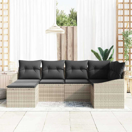 Sofa Sæt med pude 6 pcs Lysegrå polyrattan