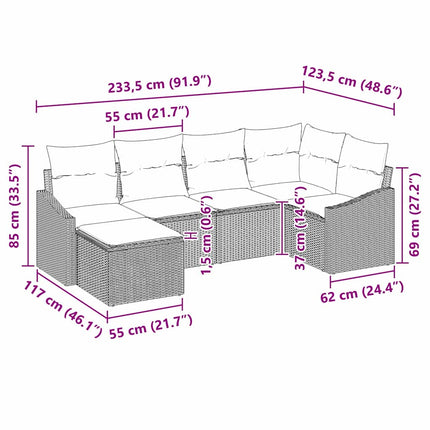 Sofa Sæt med pude 6 pcs Lysegrå polyrattan