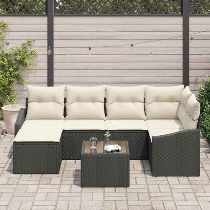 Sofa Sæt 7 stk. Sort polyrattan