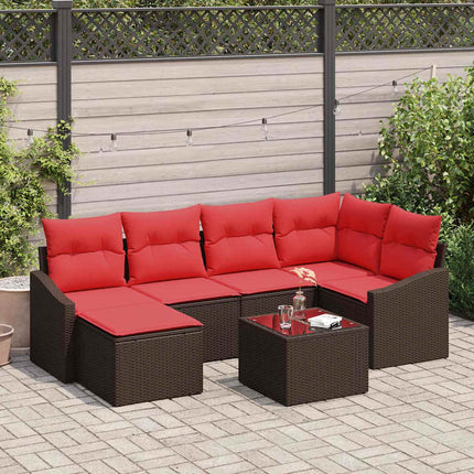 Sofa Sæt 7 stk. Brun polyrattan