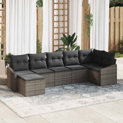 Sofa Sæt med pude 7 pcs Grå polyrattan