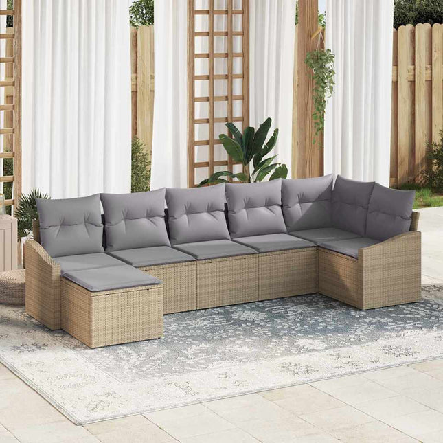 Sofa Sæt 7 stk. Beige polyrattan