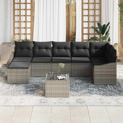 Sofa Sæt med pude 8 pcs Grå polyrattan