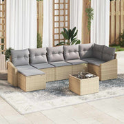 Sofa Sæt med pude 8 pcs Beige polyrattan