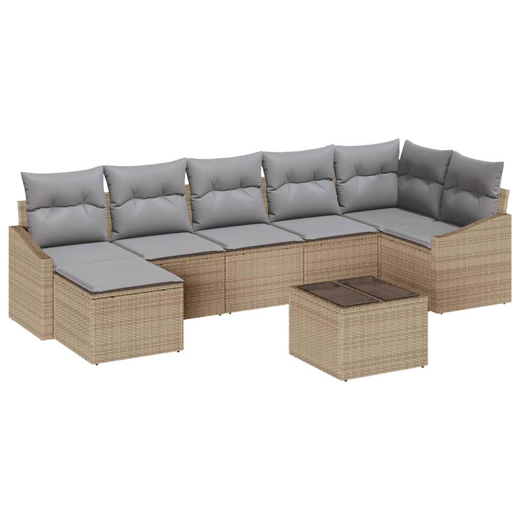Sofa Sæt med pude 8 pcs Beige polyrattan