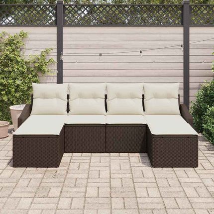 Sofa Sæt med pude 6 pcs Brun polyrattan