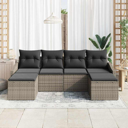 Sofa Sæt 6 stk. Grå polyrattan