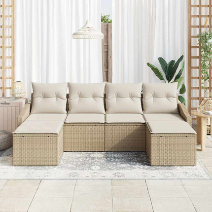 Sofa Sæt med pude 6 pcs Beige polyrattan