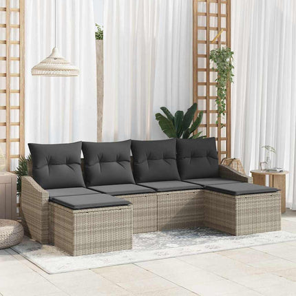 Sofa Sæt 6 stk. Lysegrå polyrattan