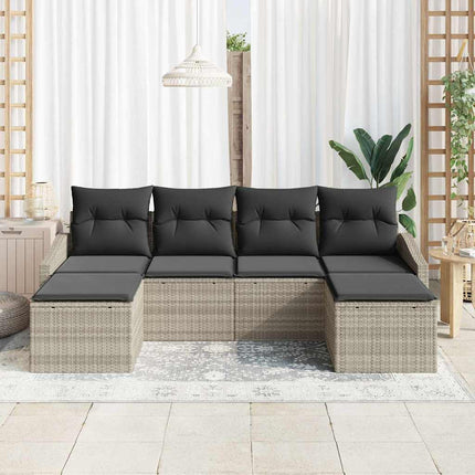 Sofa Sæt 6 stk. Lysegrå polyrattan