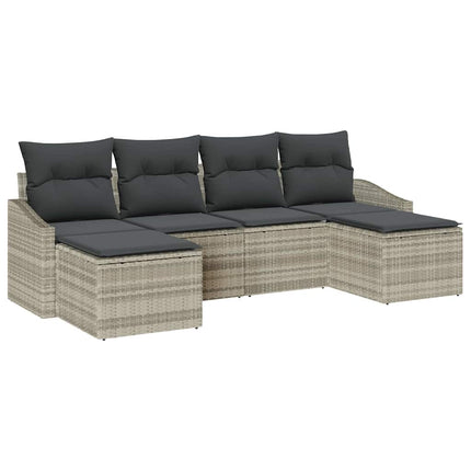 Sofa Sæt 6 stk. Lysegrå polyrattan