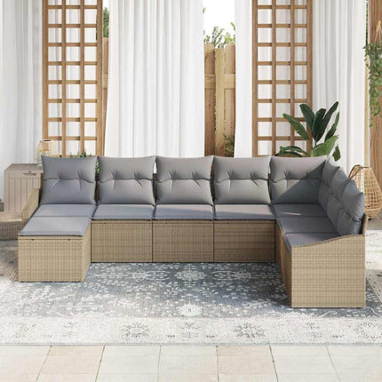 Sofa Sæt med pude 8 pcs Beige polyrattan