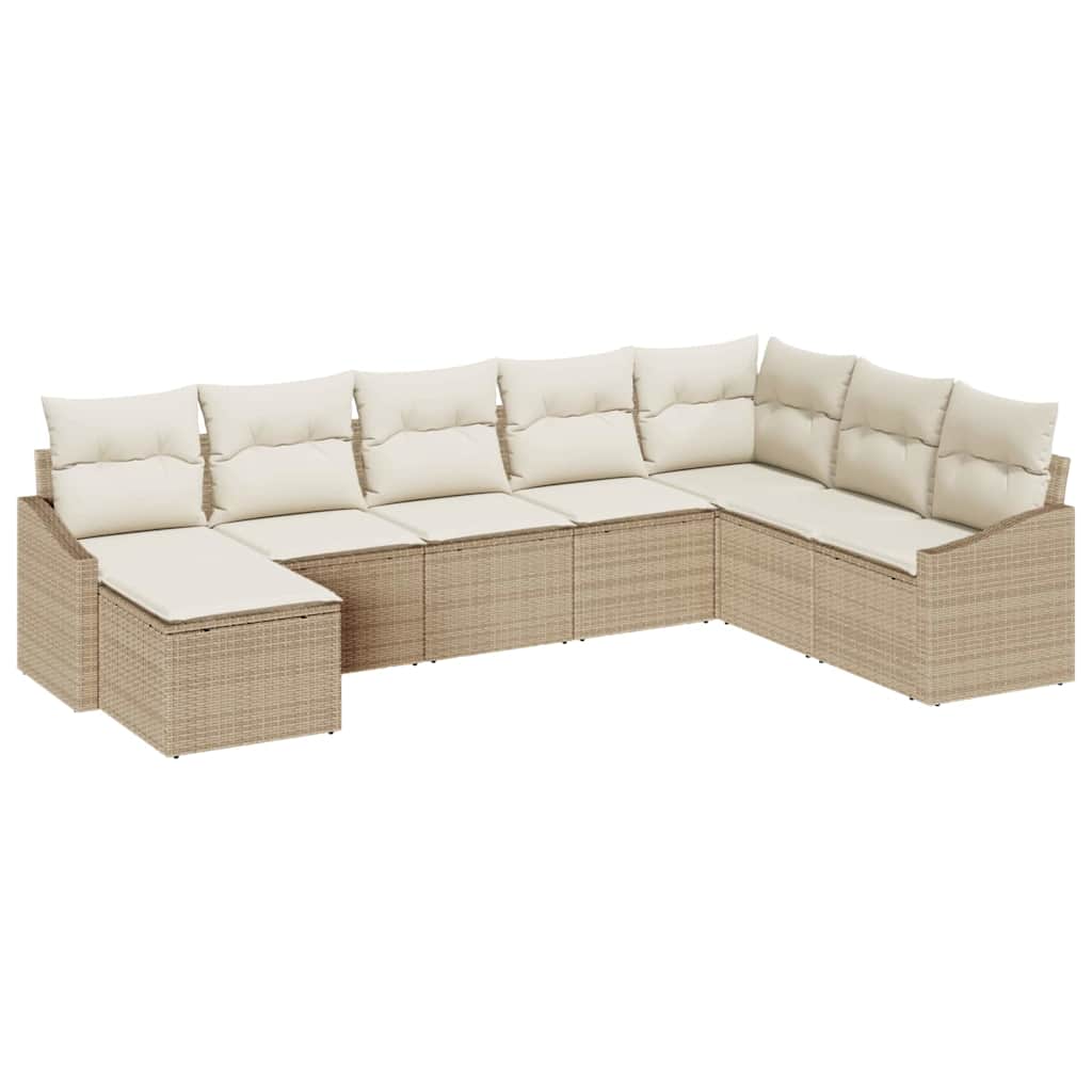 Sofa Sæt med pude 8 pcs Beige polyrattan