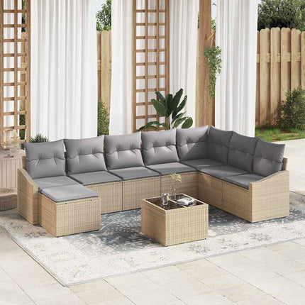 Sofa Sæt med pude 9 pcs Beige polyrattan