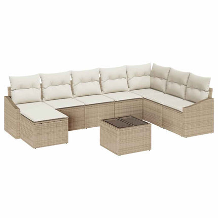 Sofa Sæt med pude 9 pcs Beige polyrattan