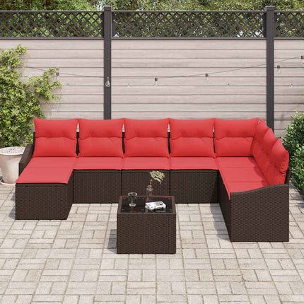 Sofa Sæt 9 stk. Brun polyrattan